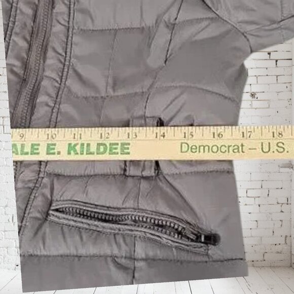 New York & Company Winter Jacket Gray Zip Front Pillow Collar No Belt - Picture 6 of 9